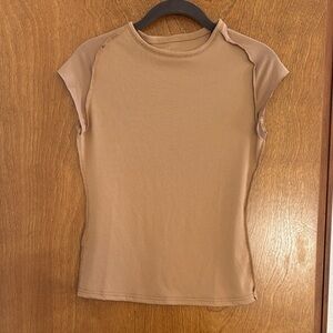 SHEIN // raw hem beige tee